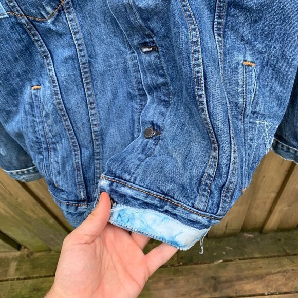 RARE Levis Patchwork Denim Jacket XL Blue - Picture 7 of 7